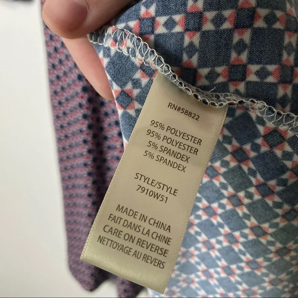 Max Studio L Geometric Wrap Front Midi Dress Boho Classic Transitional Bohemian - Picture 11 of 16